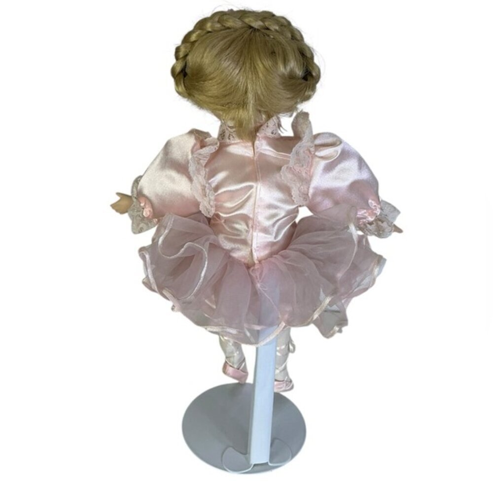 Vintage Ballerina Dancer Porcelain Doll 1990 Pink Satin Tutu Blonde Hair 14” - Picture 5 of 15